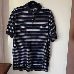 Polo by Ralph Lauren Men's Striped Polo Shirt - Black and White - front pocket.